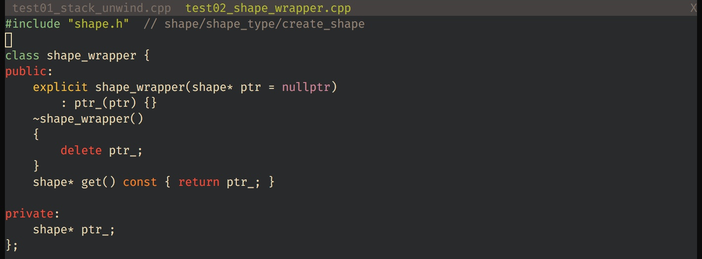 终端里运行的有两个标签页的 Vim Fig6.3